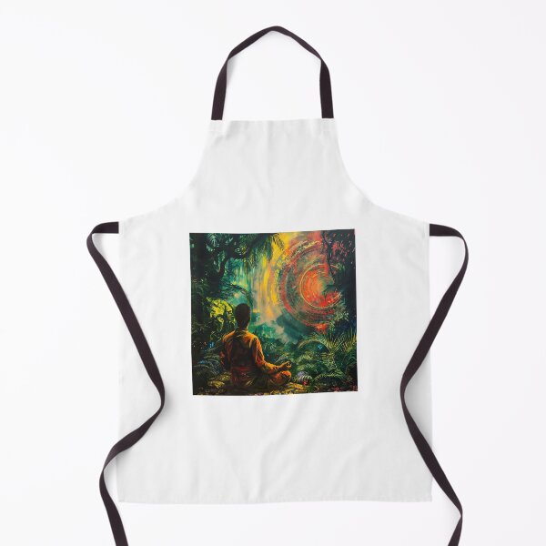 Item preview, monk meditating in a lush tropical forest designed and sold by Love-Light-Bite.