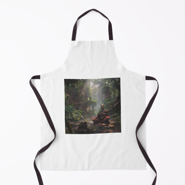 Item preview, steampunk monk meditating in a lush tropical forest designed and sold by Love-Light-Bite.