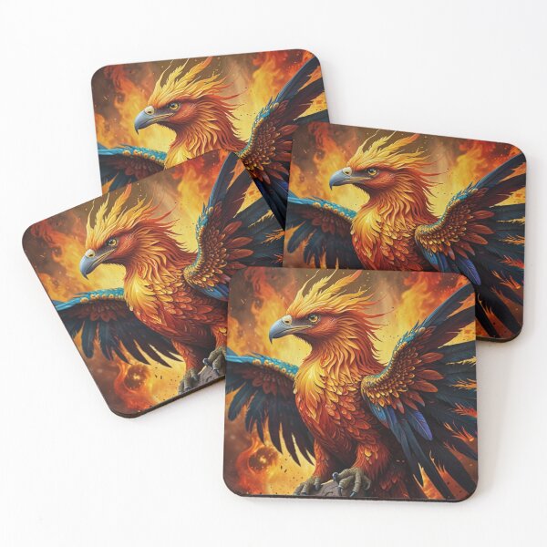 Item preview, vibrant phoenix rising from ashes, fire designed and sold by mikaws.