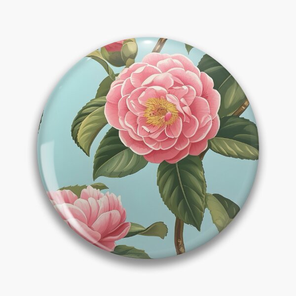 Item preview, Camellia flowers on light turquoise designed and sold by SophieClimaArt.