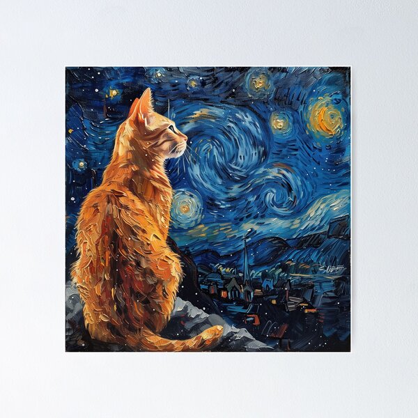 Item preview, Starry Night Cat designed and sold by WhimsyWall.