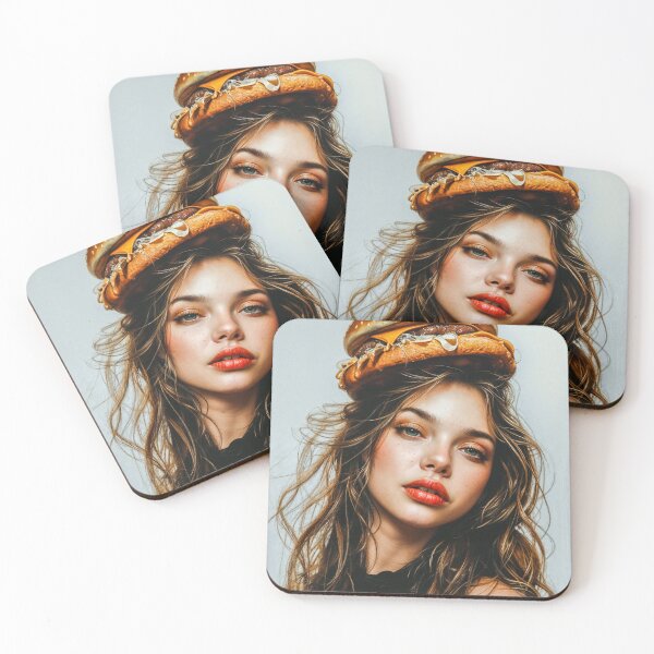 Item preview, Painting Portrait of a Woman with a Fat Burger on Her Head designed and sold by regnumsaturni.