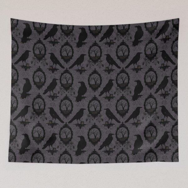 Item preview, Dark Vintage Murder of Crows Antique Victorian Gothic Pattern designed and sold by darkskydelights.