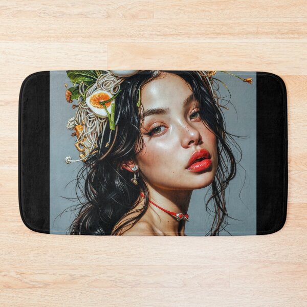 Item preview, Painting Portrait Of A Woman With Ramen On Her Head And Glossy Red Lips designed and sold by regnumsaturni.