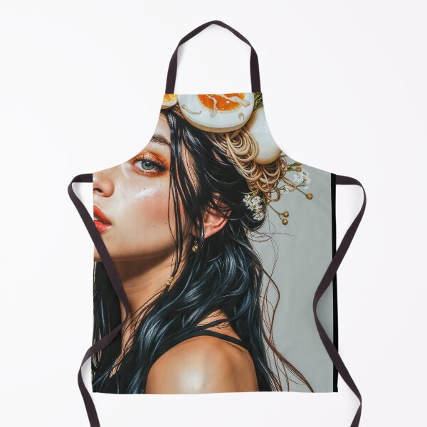 Item preview, Painting Portrait of a Woman with Ramen on Her Head, Intricate and Vibrant Imagery designed and sold by regnumsaturni.