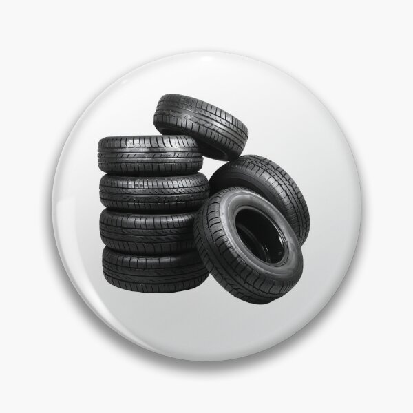 Item preview, Neatly arranged stack of five black car tires, highlighting their tread patterns against a stark transparent background designed and sold by MiraCleAI.
