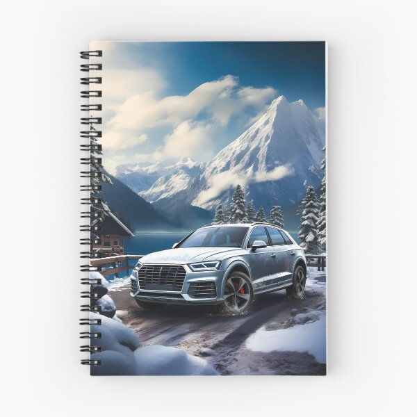 Item preview, Silver Audi Q7 Quattro In Snowy Mountains Backdrop, Lake and cottage house in background designed and sold by RevUpDesign.