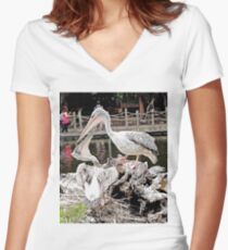 “How's The View?”, Photo / Digital Painting Women's Fitted V-Neck T-Shirt