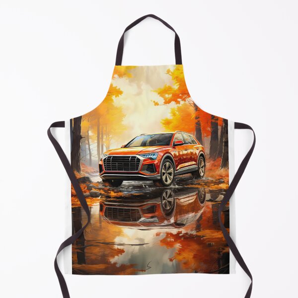 Item preview, Orange Audi Q8 Quattro In The autumn Forest With Reflection Of The Suv In Water. designed and sold by RevUpDesign.