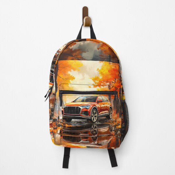 Item preview, Orange Audi Q8 Quattro In The autumn Forest With Reflection Of The Suv In Water. designed and sold by RevUpDesign.