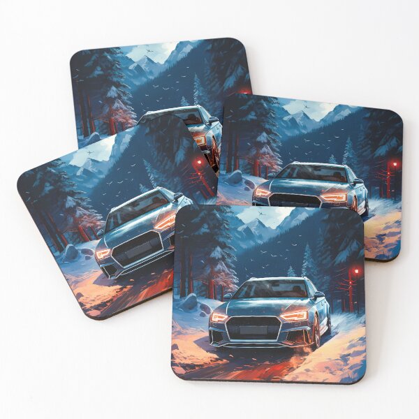 Item preview, Audi RS3 In Snow Forest, Minimalist Lighting and Mountains designed and sold by RevUpDesign.
