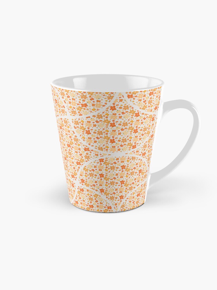 Coffee Mug, Retro Florals Fall Oranges Art Deco Fans designed and sold by Triplicate Limited