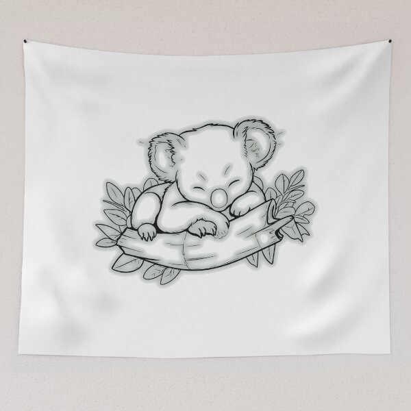 Item preview, Cute Little Baby Koala Sleeping On A Tree Branch Animated Art designed and sold by RedOrBlueIts4U.