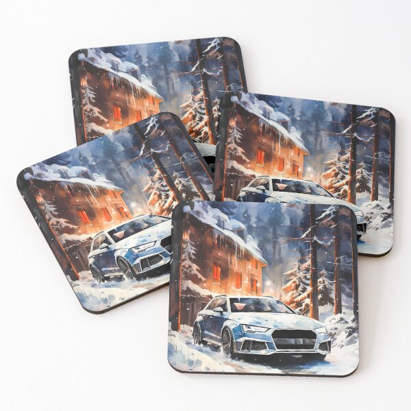 Item preview, Watercolor Audi Rs6 In Snowy Forest Village designed and sold by RevUpDesign.