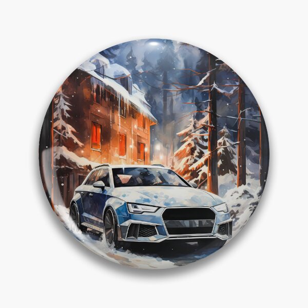 Item preview, Watercolor Audi Rs6 In Snowy Forest Village designed and sold by RevUpDesign.
