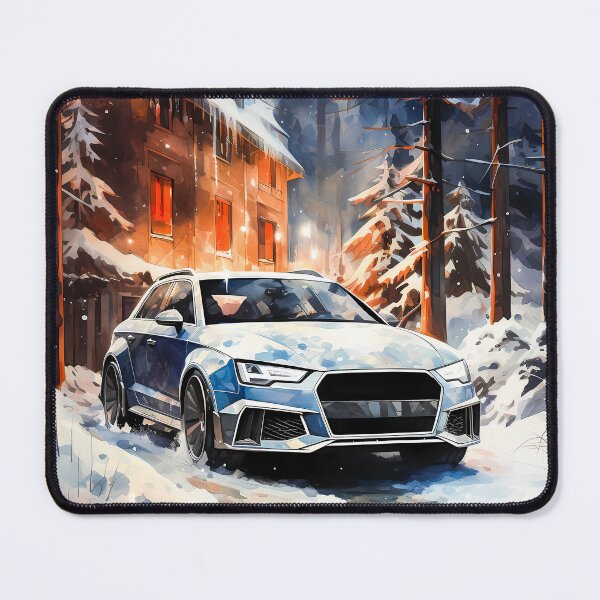 Item preview, Watercolor Audi Rs6 In Snowy Forest Village designed and sold by RevUpDesign.