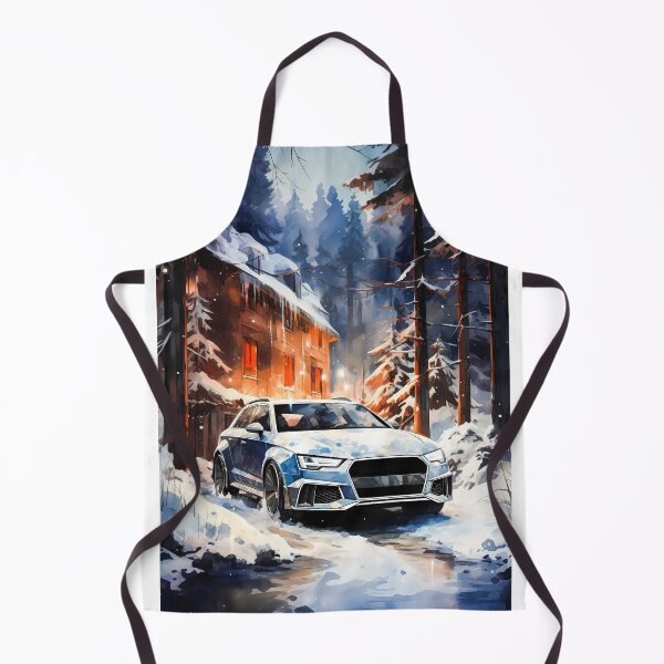 Item preview, Watercolor Audi Rs6 In Snowy Forest Village designed and sold by RevUpDesign.