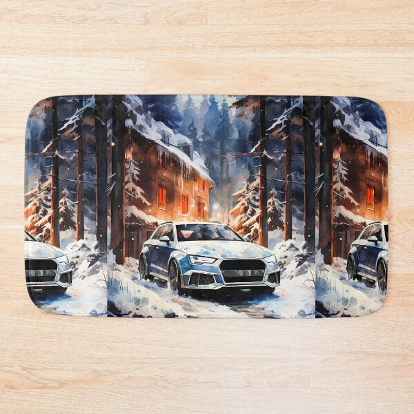 Item preview, Watercolor Audi Rs6 In Snowy Forest Village designed and sold by RevUpDesign.