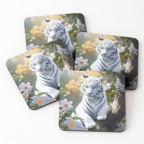 Item preview, White Tiger Lounging in Tree designed and sold by MoodyMuseArt.
