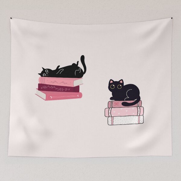 Item preview, Cats and books - pink designed and sold by Neadoodles.