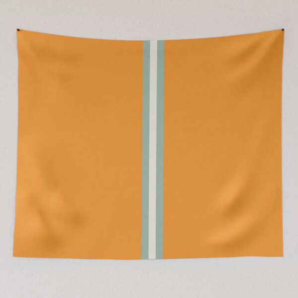 Aperçu de l'œuvre ORANGE, VERT SOUDÉ ET CRÈME Central Vertical 3 BANDES créée et vendue par RachelMacht.