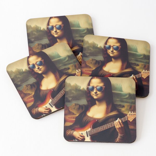 Item preview, Mona Lisa with Guitar Leonardo da Vinci Altered art designed and sold by ArtUnova.