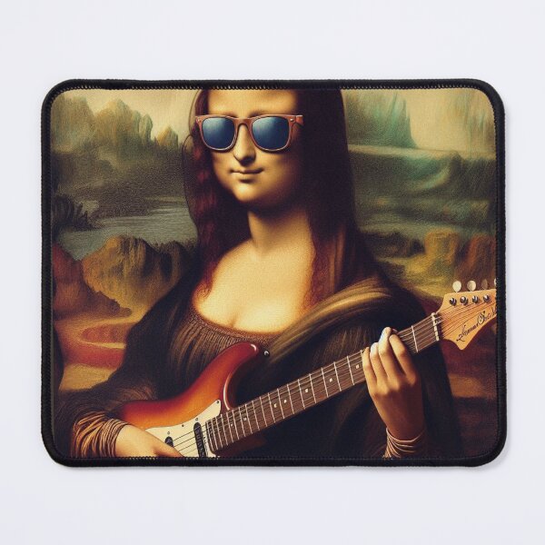 Item preview, Mona Lisa with Guitar Leonardo da Vinci Altered art designed and sold by ArtUnova.