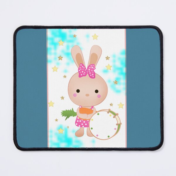 Item preview, Cute rabbit with drums in blue sky background with stars designed and sold by fuzzyfox.