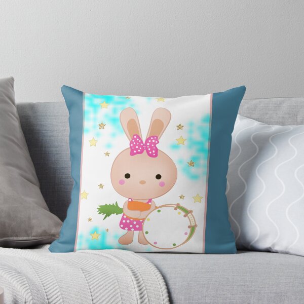 Item preview, Cute rabbit with drums in blue sky background with stars designed and sold by fuzzyfox.