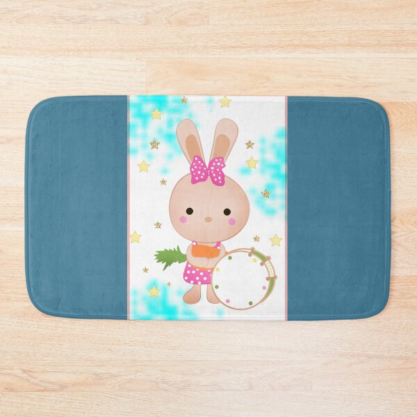Item preview, Cute rabbit with drums in blue sky background with stars designed and sold by fuzzyfox.