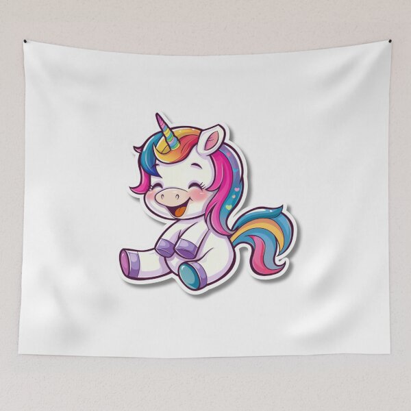 Item preview, Cartoon Rainbow Unicorn Illustration With Large Eyes designed and sold by Reichcorp.