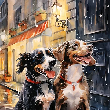 Artwork thumbnail, Dogs Playing In The Rain by Rtymer