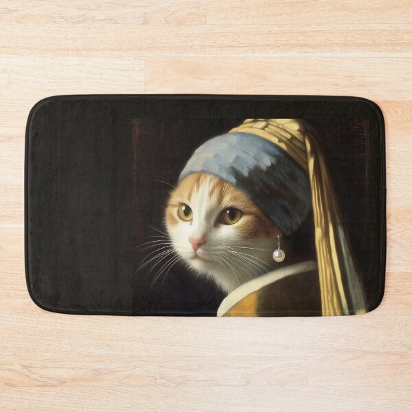 Item preview, Cat with Pearl Earring Vermeer painting Altered art designed and sold by ArtUnova.