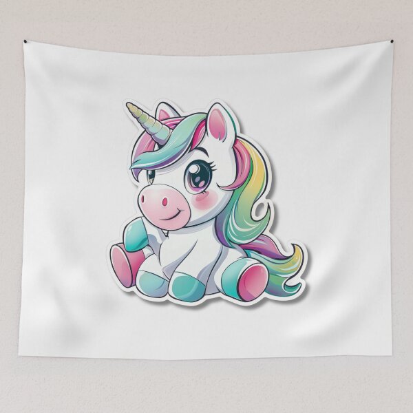 Item preview, Cartoon Rainbow Unicorn Illustration With Large Eyes designed and sold by Reichcorp.