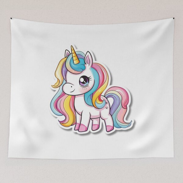 Item preview, Cartoon Rainbow Unicorn Illustration With Large Eyes designed and sold by Reichcorp.