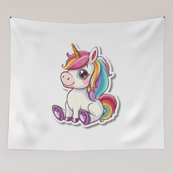 Item preview, Cartoon Rainbow Unicorn Illustration With Large Eyes designed and sold by Reichcorp.