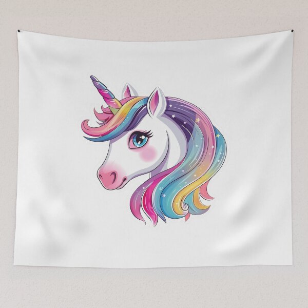 Item preview, Cartoon Rainbow Unicorn Illustration With Large Eyes designed and sold by Reichcorp.