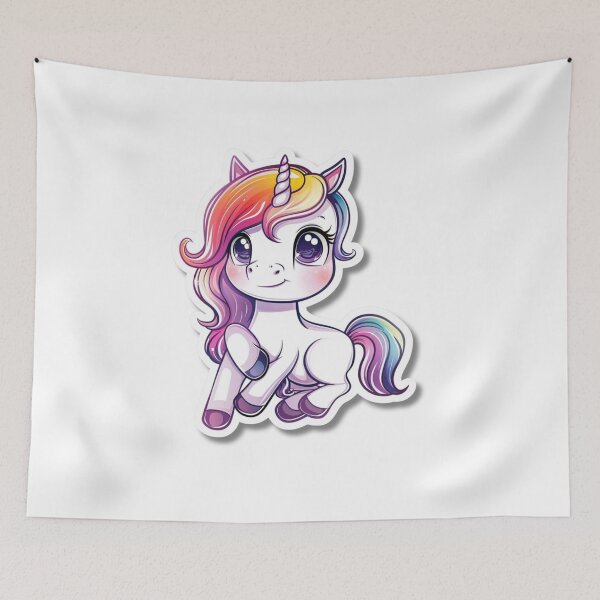 Item preview, Cartoon Rainbow Unicorn Illustration With Large Eyes designed and sold by Reichcorp.