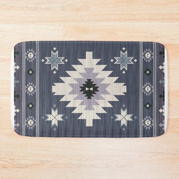 Artikelvorschau, Geometrisches Teppichmuster im Navajo-Stil mit grauen und hellbeigen Motiven entworfen und verkauft von Opart Srinok.