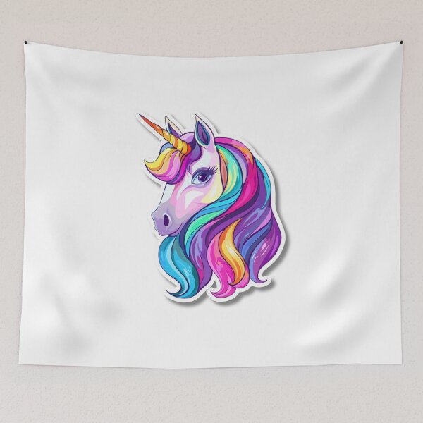 Item preview, Cartoon Rainbow Unicorn Illustration With Large Eyes designed and sold by Reichcorp.