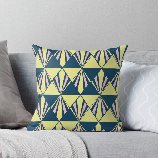 Item preview, Retro Modern Art Deco Diamonds Pattern in Dark Blue, Lemon Yellow, Pink designed and sold by scome.