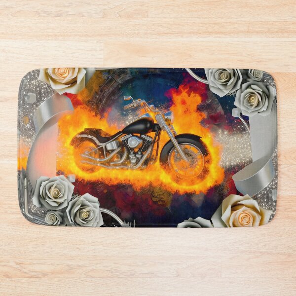 Item preview, The motorcycle surrounded by fire and roses designed and sold by Marcu Ioachim.
