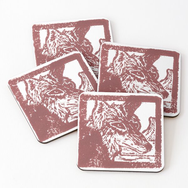 Item preview, Wild coyote in desert block print designed and sold by CrittersByLola.