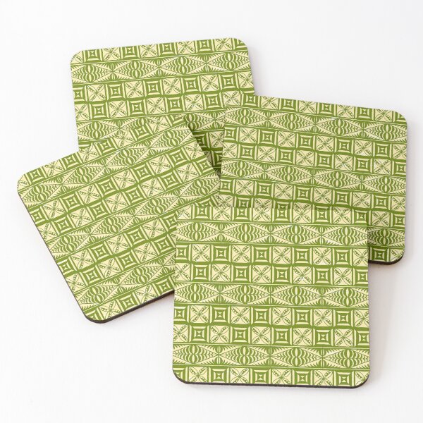 Item preview, Ngatu Tokelau Feletoa Fata Tongan Traditional Polynesian Green Pattern designed and sold by InkKiai.