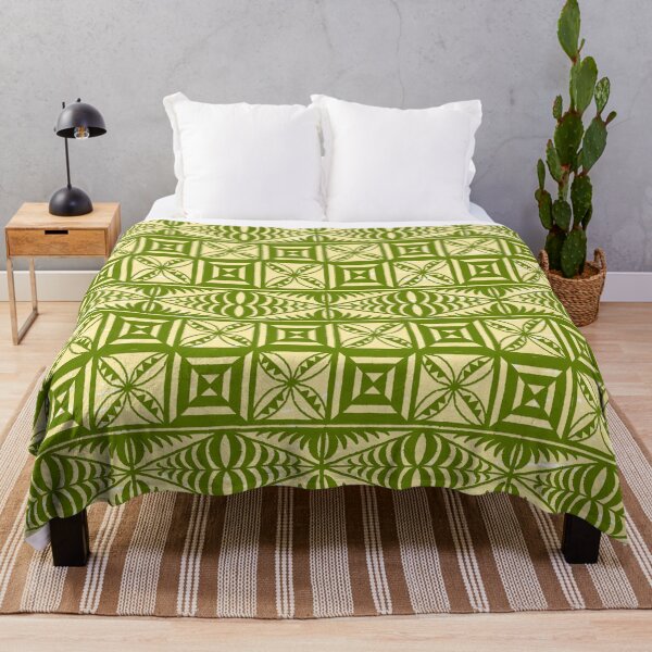 Item preview, Ngatu Tokelau Feletoa Fata Tongan Traditional Polynesian Green Pattern designed and sold by InkKiai.