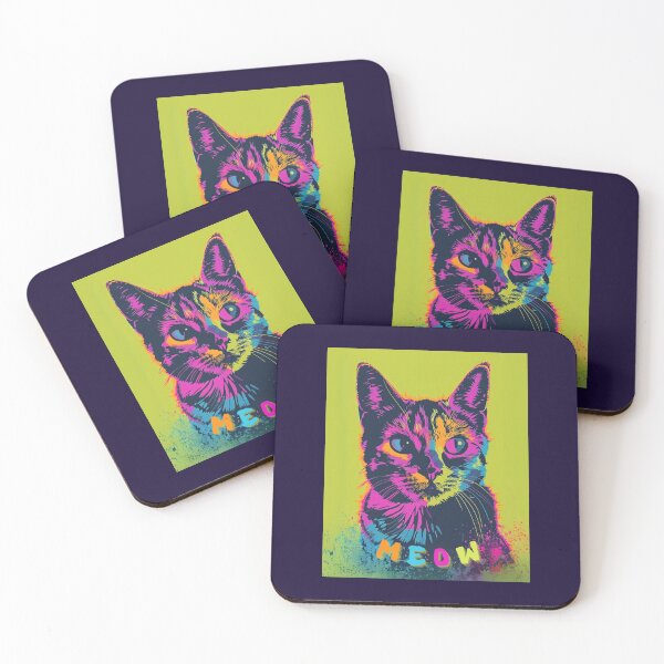 Item preview, Meow, colorful pop-art style cat designed and sold by silent-violin.