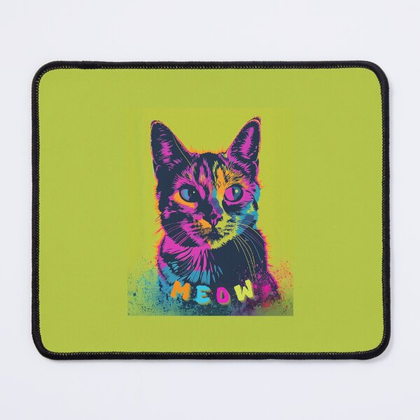 Item preview, Meow, colorful pop-art style cat designed and sold by silent-violin.