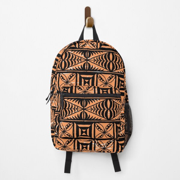Item preview, Ngatu Tokelau Feletoa Fata Tongan Traditional Polynesian Orange Pattern designed and sold by InkKiai.