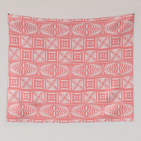 Item preview, Ngatu Tokelau Feletoa Fata Tongan Traditional Polynesian Pink Pattern designed and sold by InkKiai.