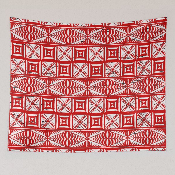 Item preview, Ngatu Tokelau Feletoa Fata Tongan Traditional Polynesian Red Pattern designed and sold by InkKiai.